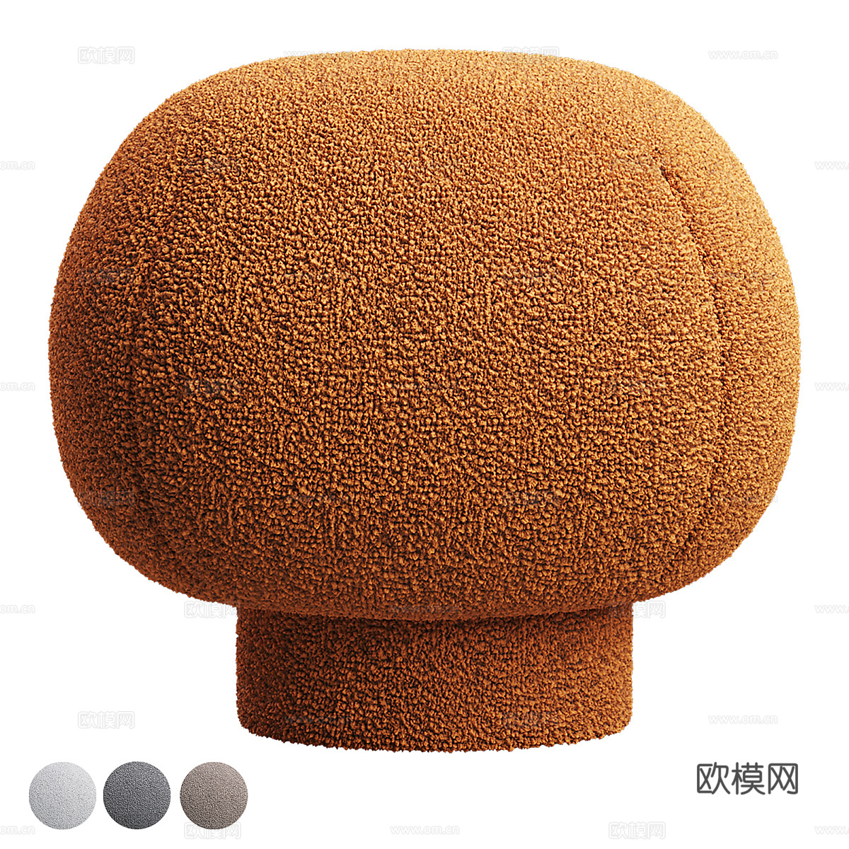 现代奶油风布艺圆凳3d模型