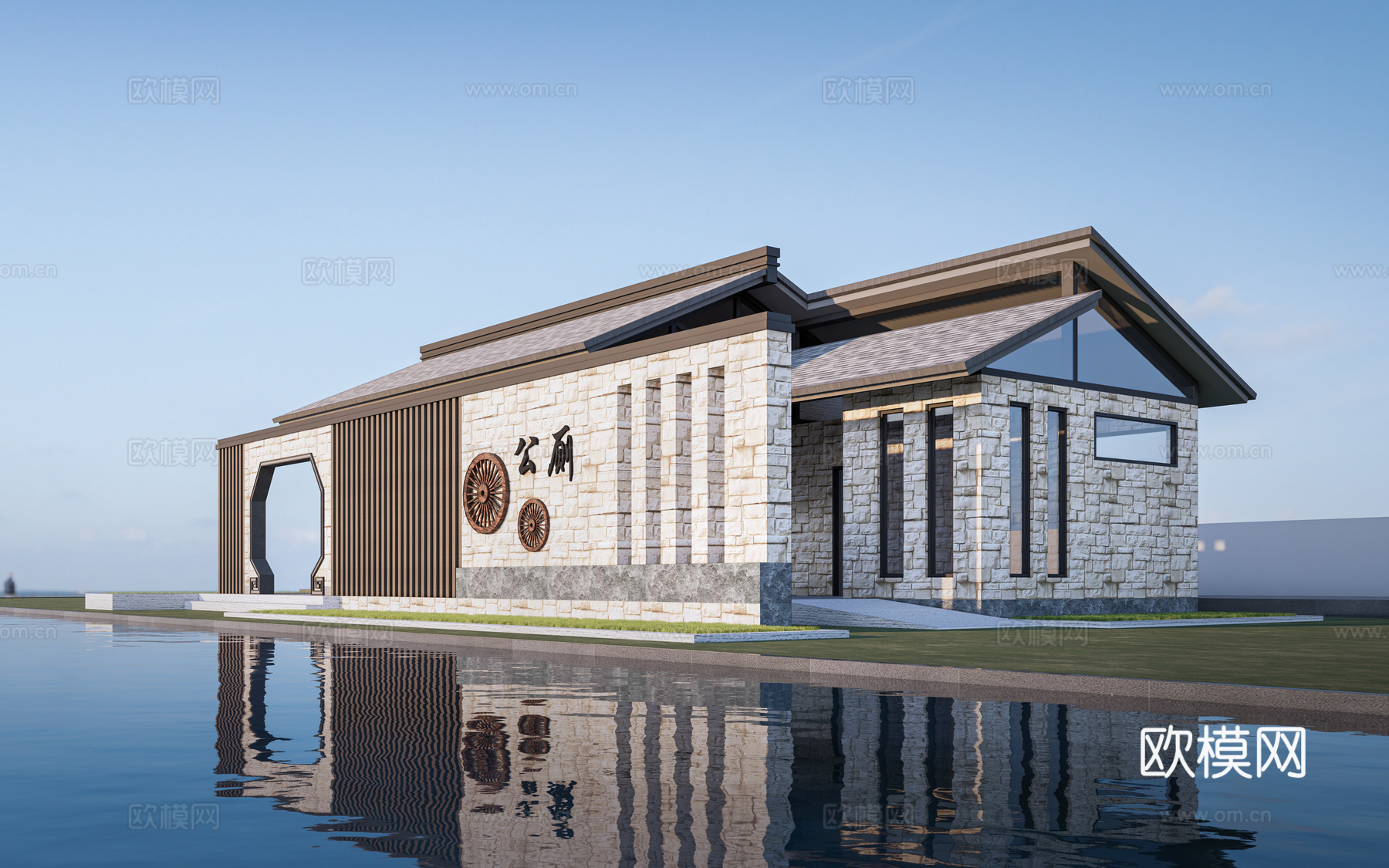 现代公厕建筑 厕所建筑 旅游厕所 公共卫生间su模型