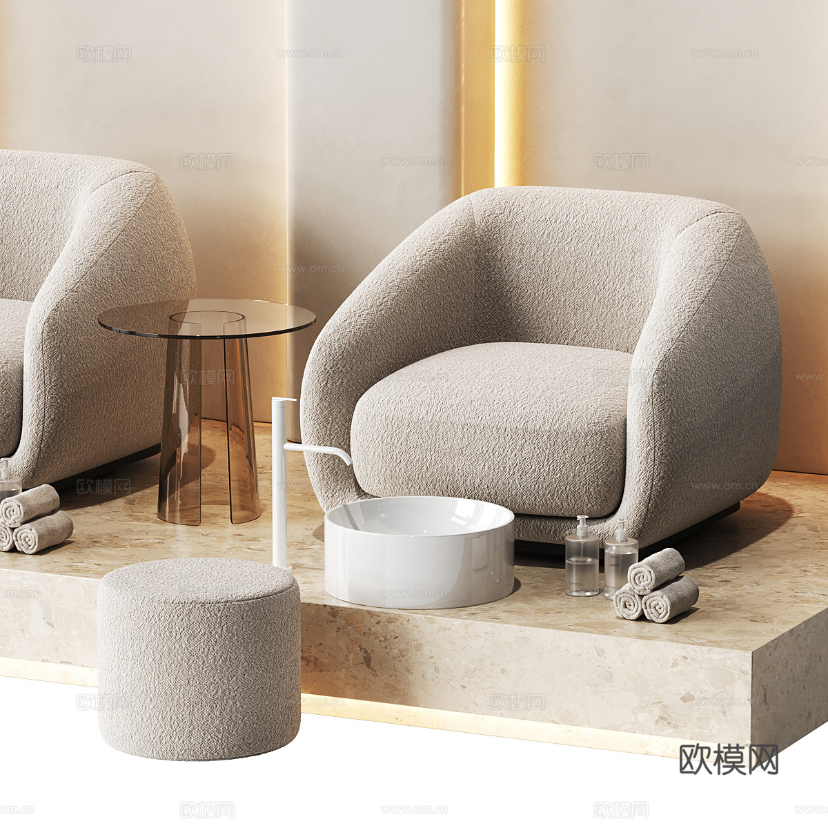 美容院修脚区 足疗店3d模型