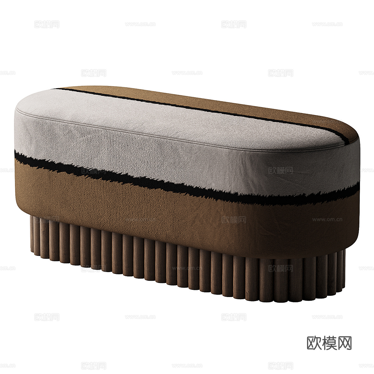 新中式侘寂布艺长凳 条凳 床尾凳3d模型