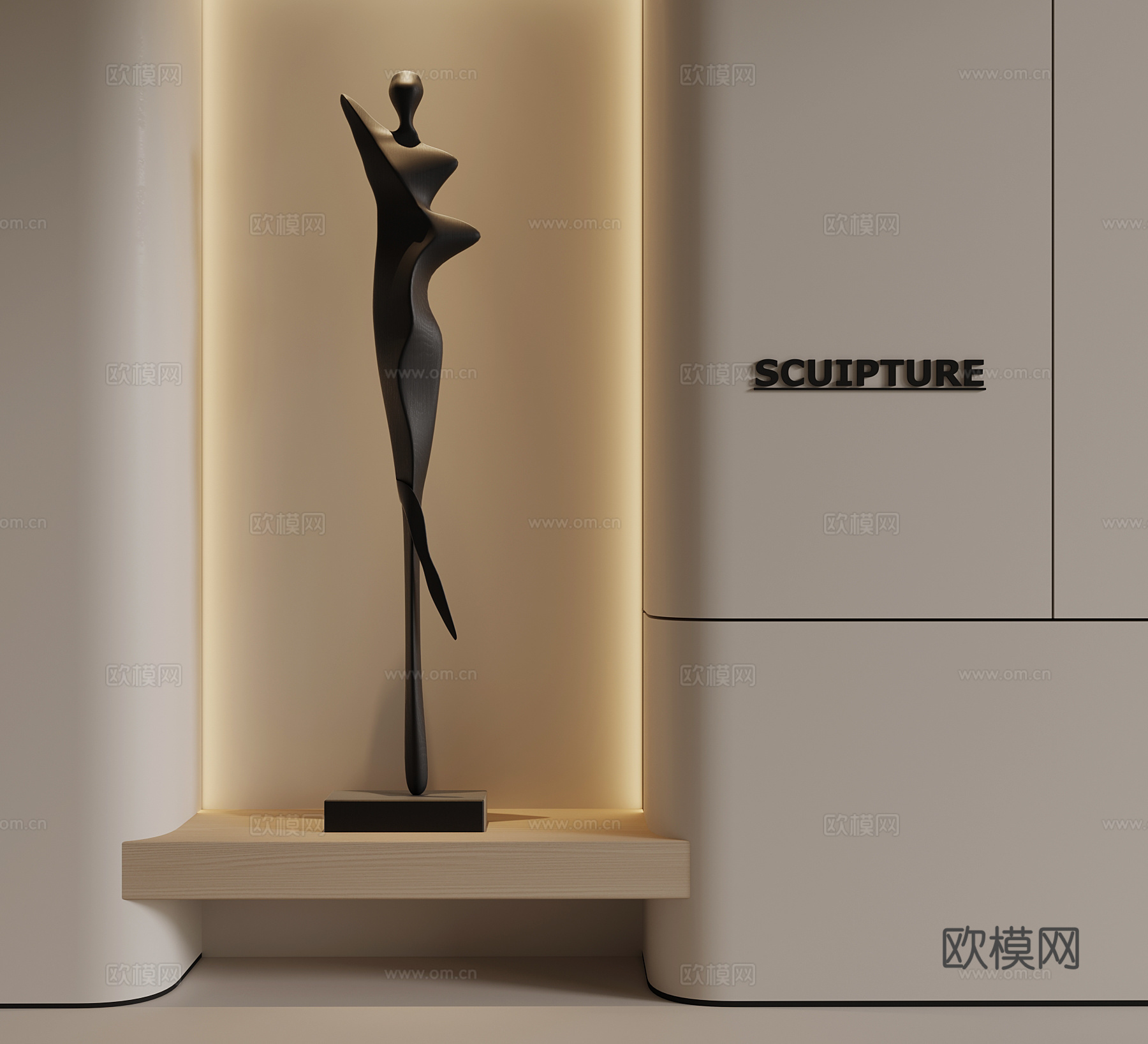 现代人形雕塑 艺术雕塑3d模型