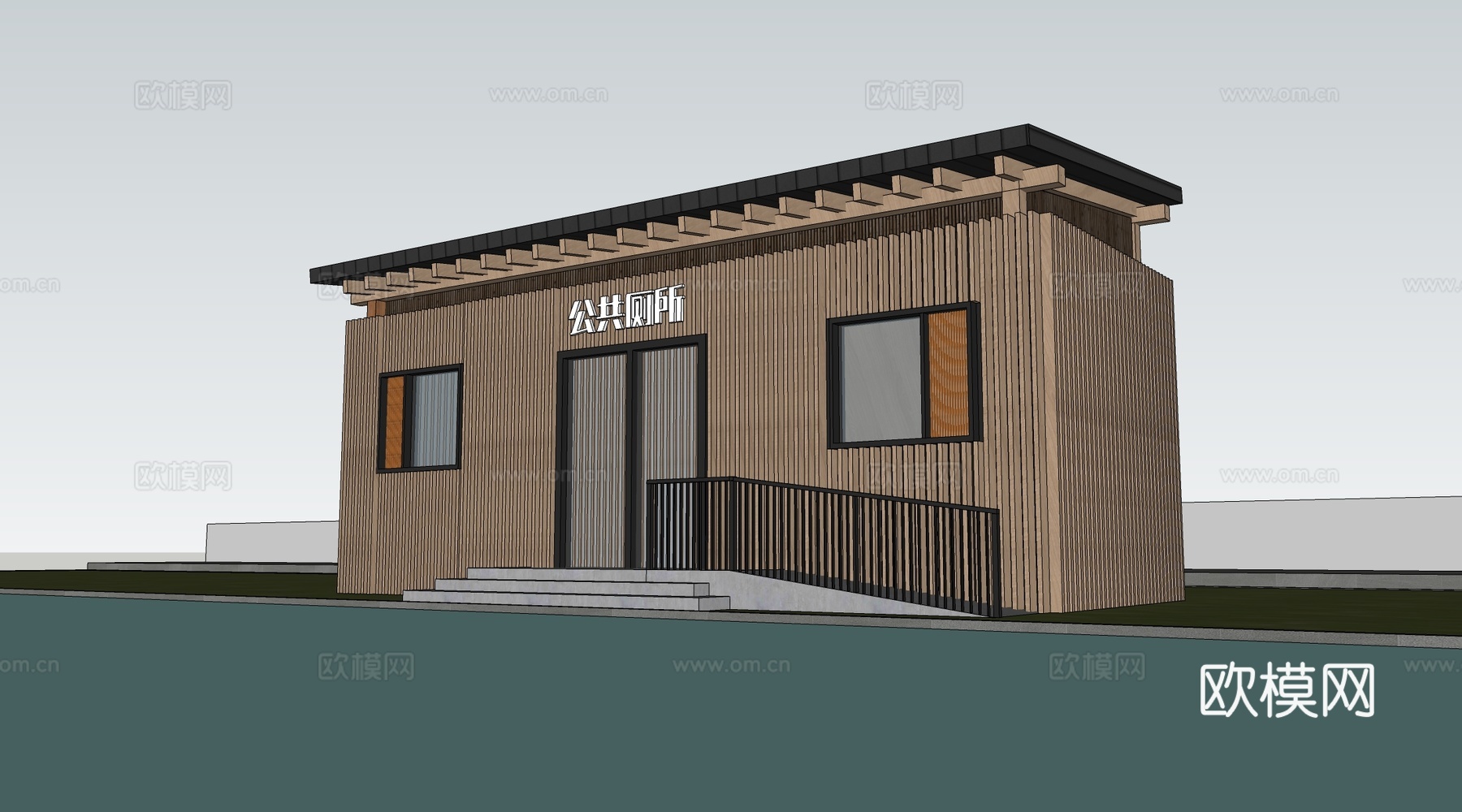 现代公厕建筑 厕所建筑 旅游厕所 公共卫生间su模型