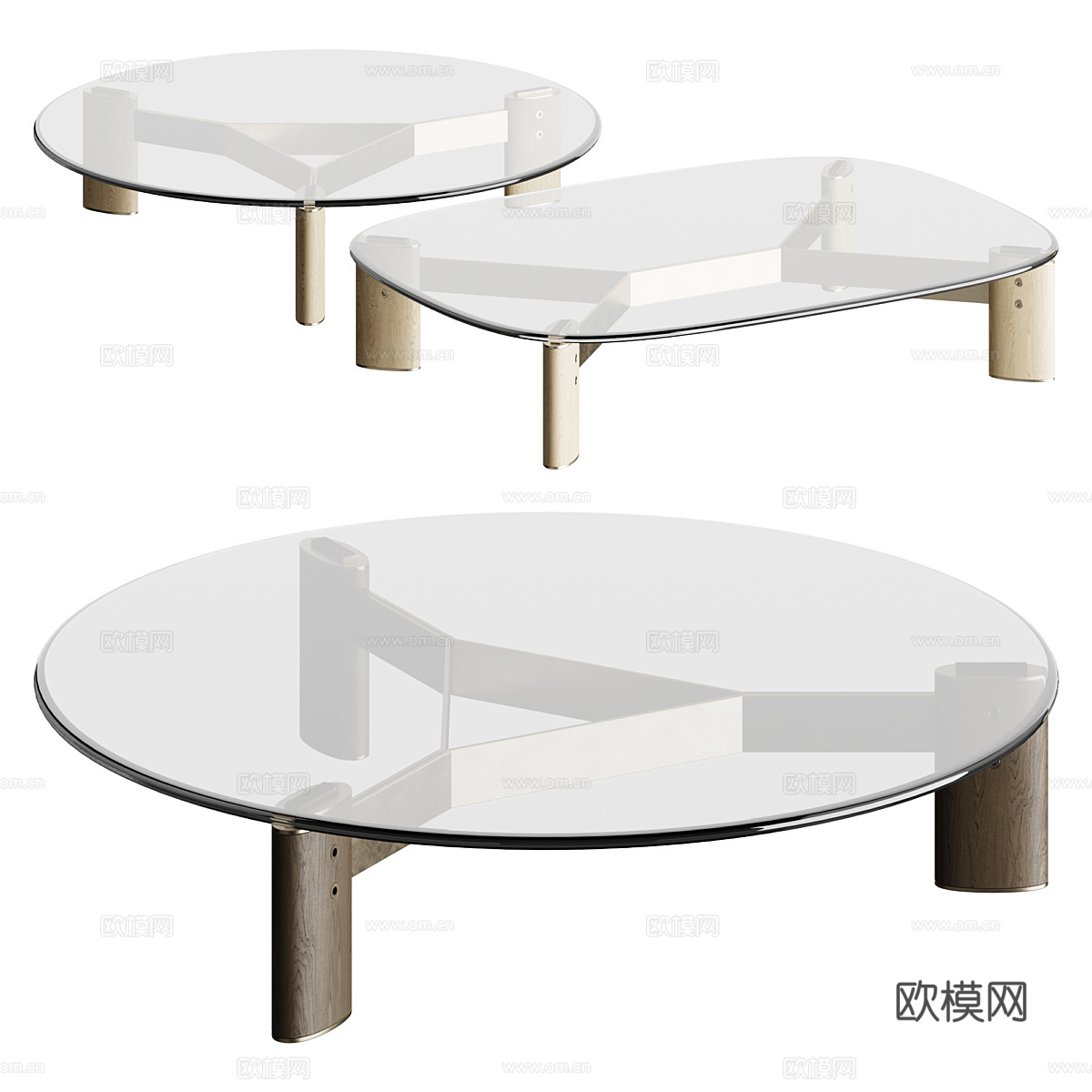 poliform 现代茶几 玻璃茶几 圆形茶几 意式茶几3d模型