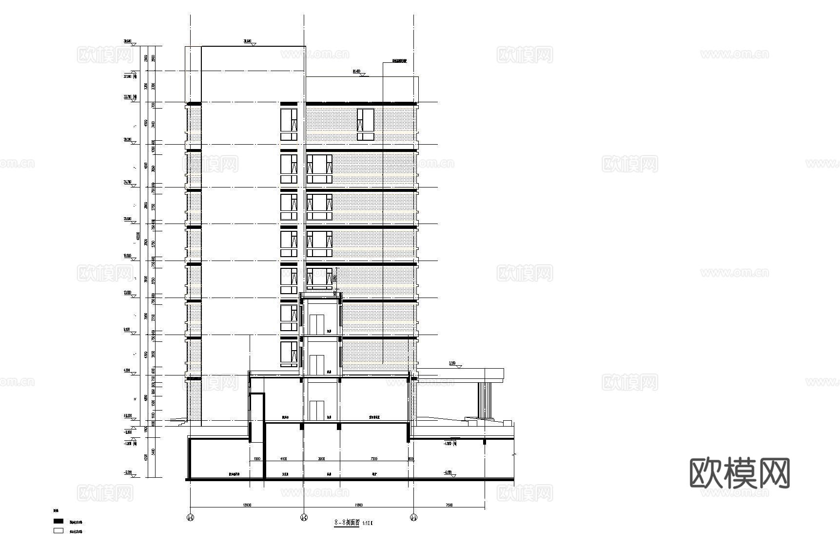 现代医院 住院部建筑 施工图 cad 平立剖cad施工图