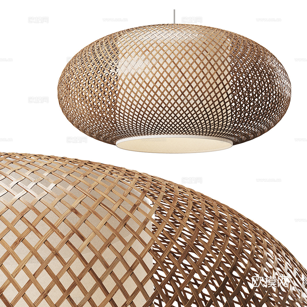 新中式侘寂藤编装饰吊灯3d模型