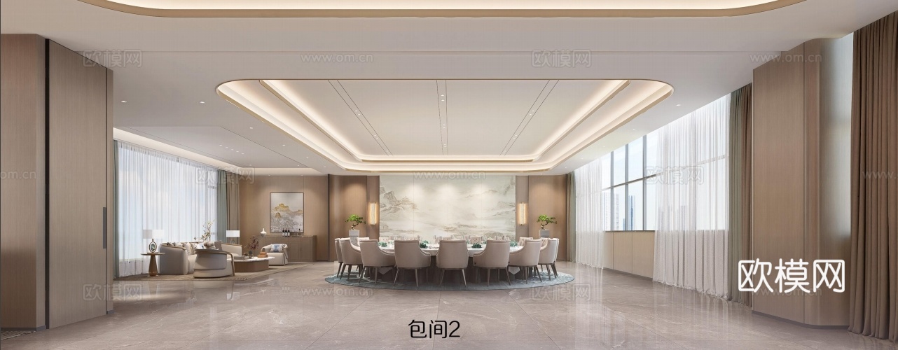 酒店包间   餐厅包间su模型