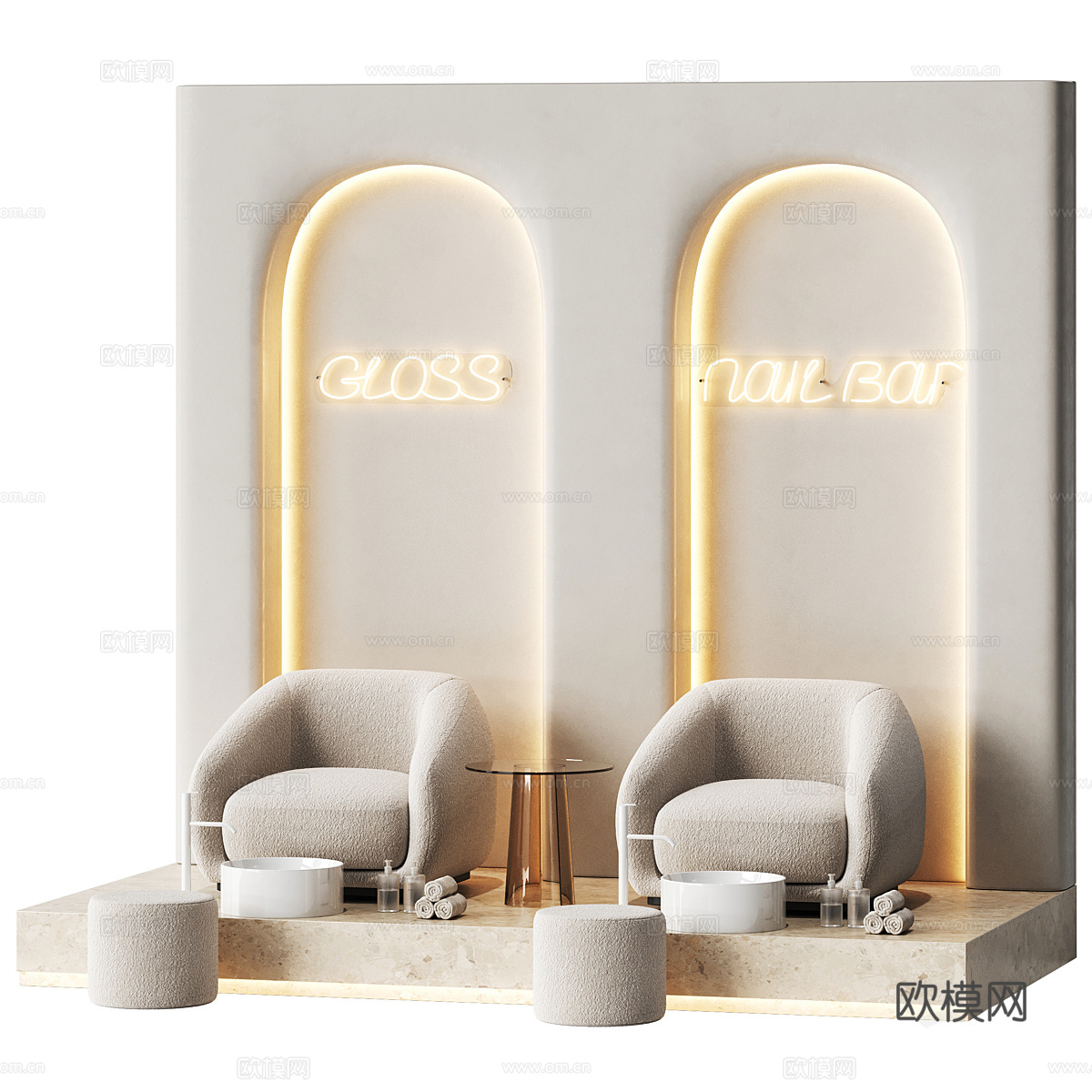 美容院修脚区 足疗店3d模型
