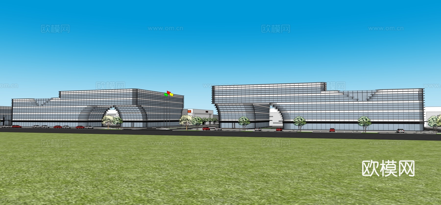 现代办公 产业园区 办公楼建筑su模型