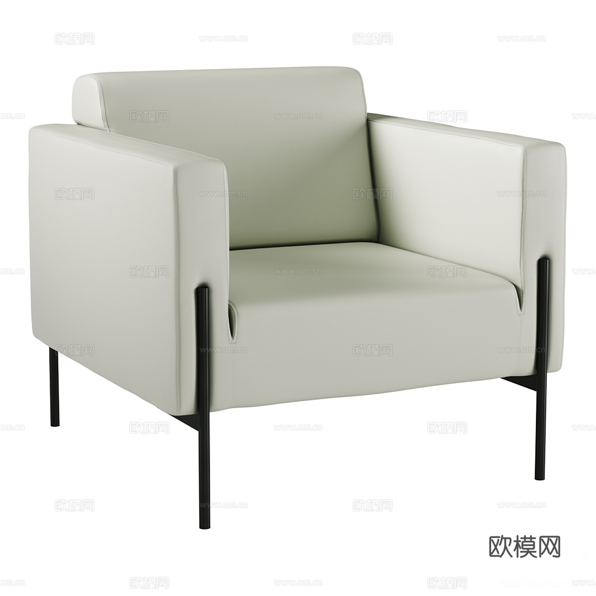 现代意式皮革扶手椅3d模型