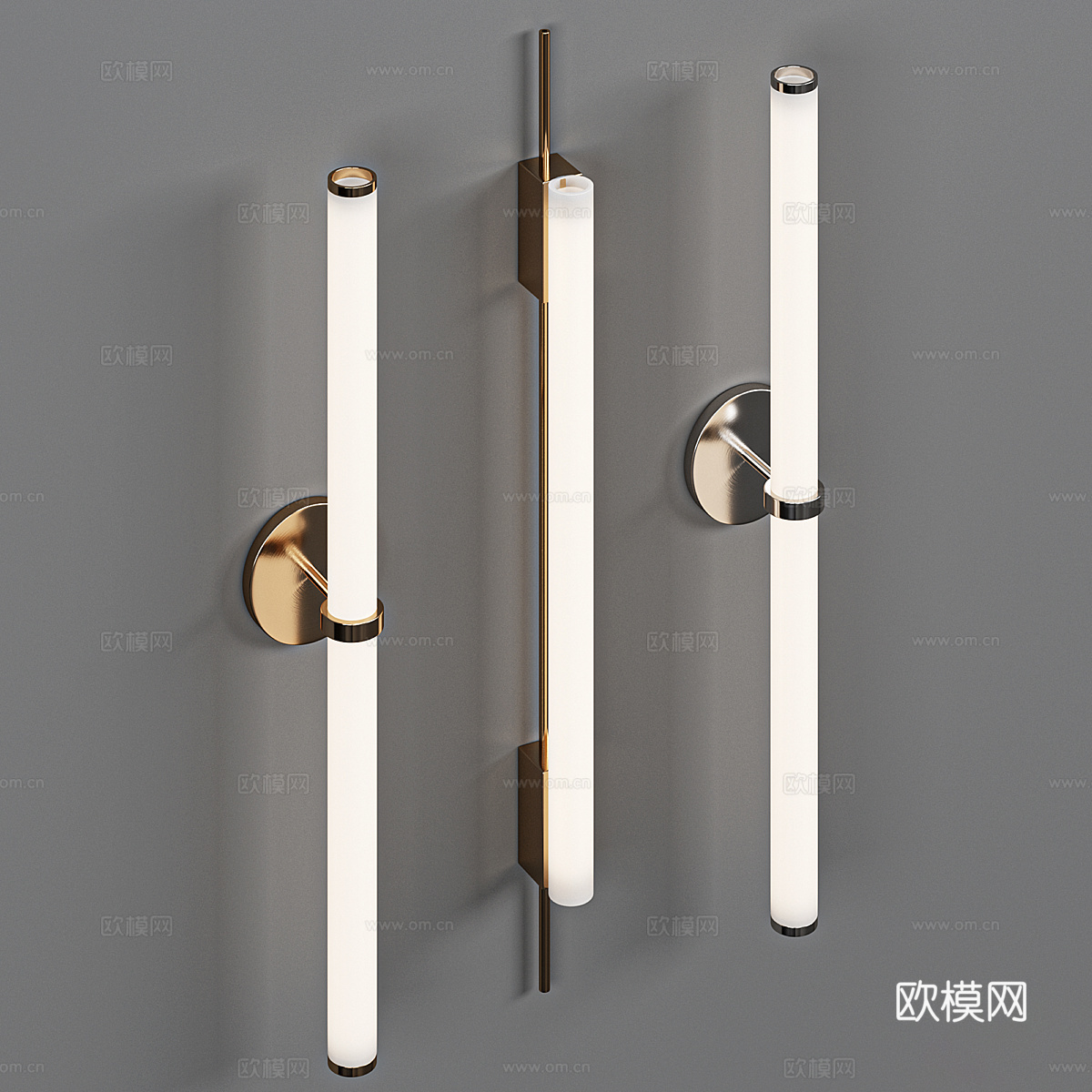 现代轻奢金属玻璃装饰壁灯3d模型