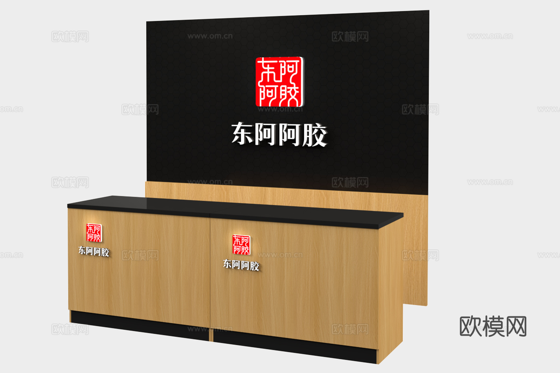 货架展柜 东阿阿胶专柜 东阿阿胶 礼盒 展柜 木柜 形象柜3d模型