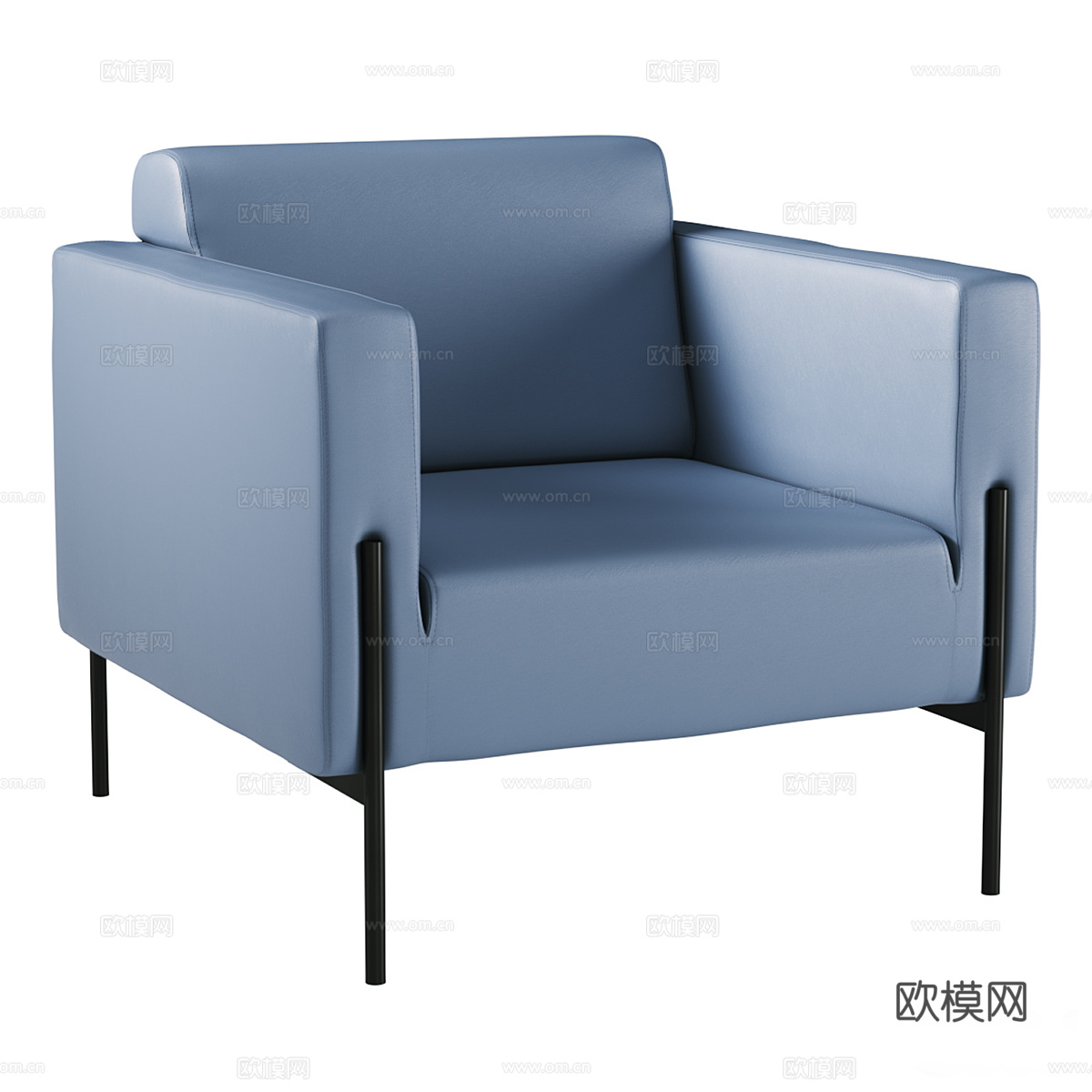 现代意式皮革扶手椅3d模型