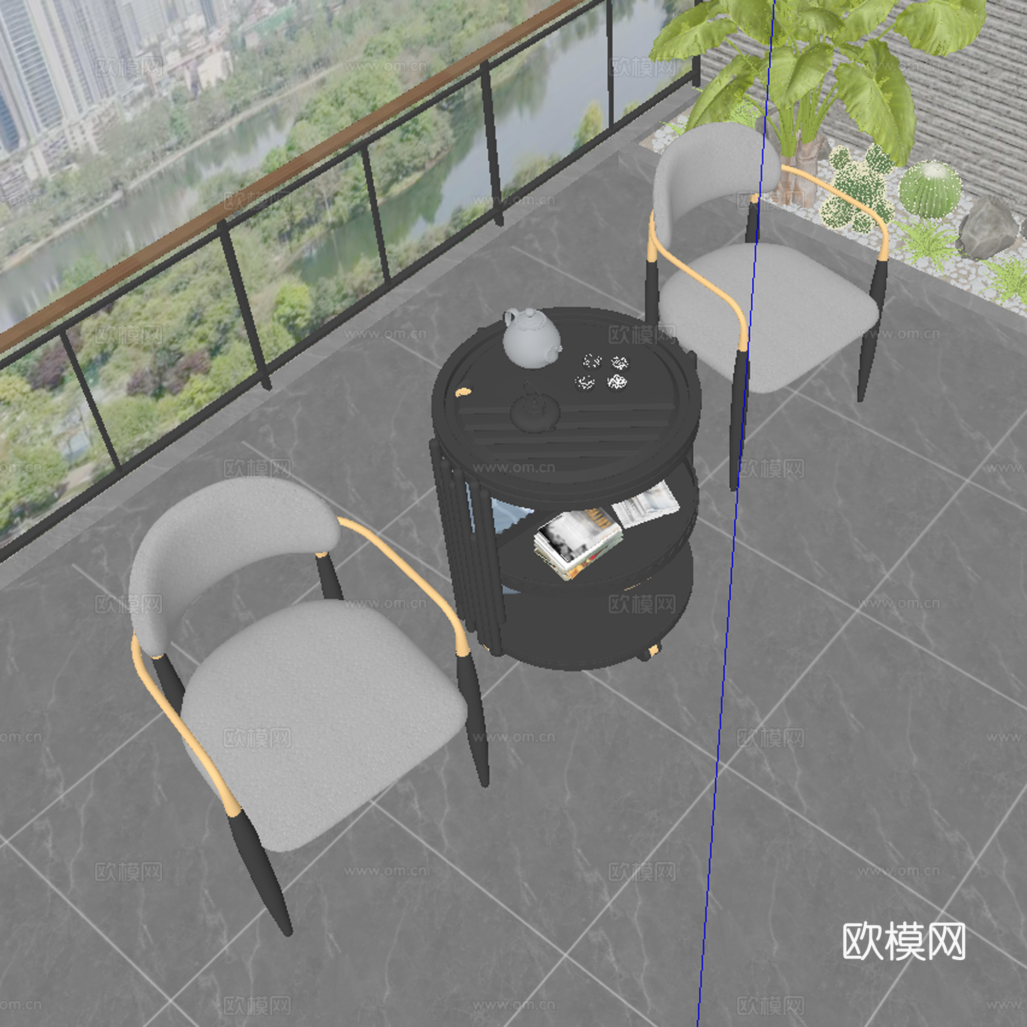 现代茶桌椅su模型