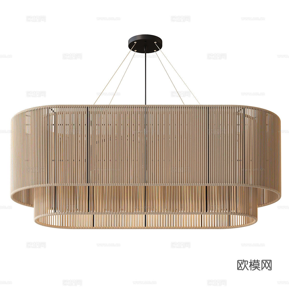 新中式侘寂藤编装饰吊灯3d模型