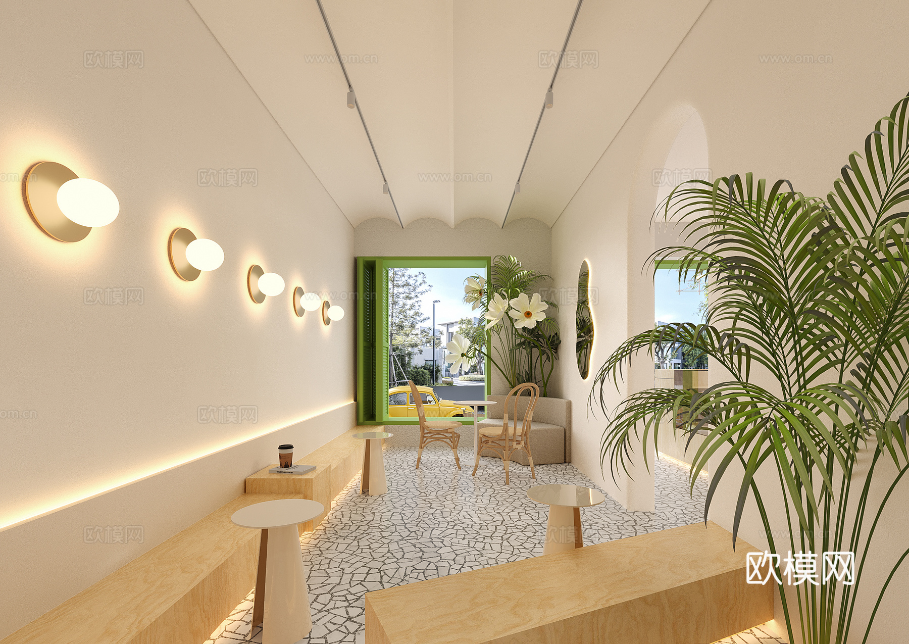 现代奶茶店3d模型