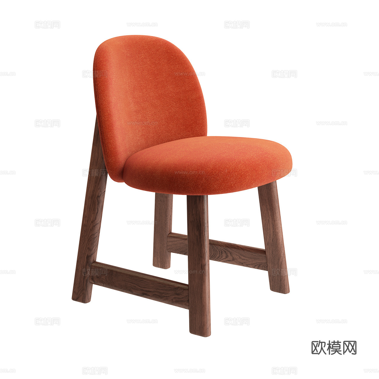 Moroso 中古风单椅 布艺单椅 餐椅 胡桃木椅 木椅3d模型