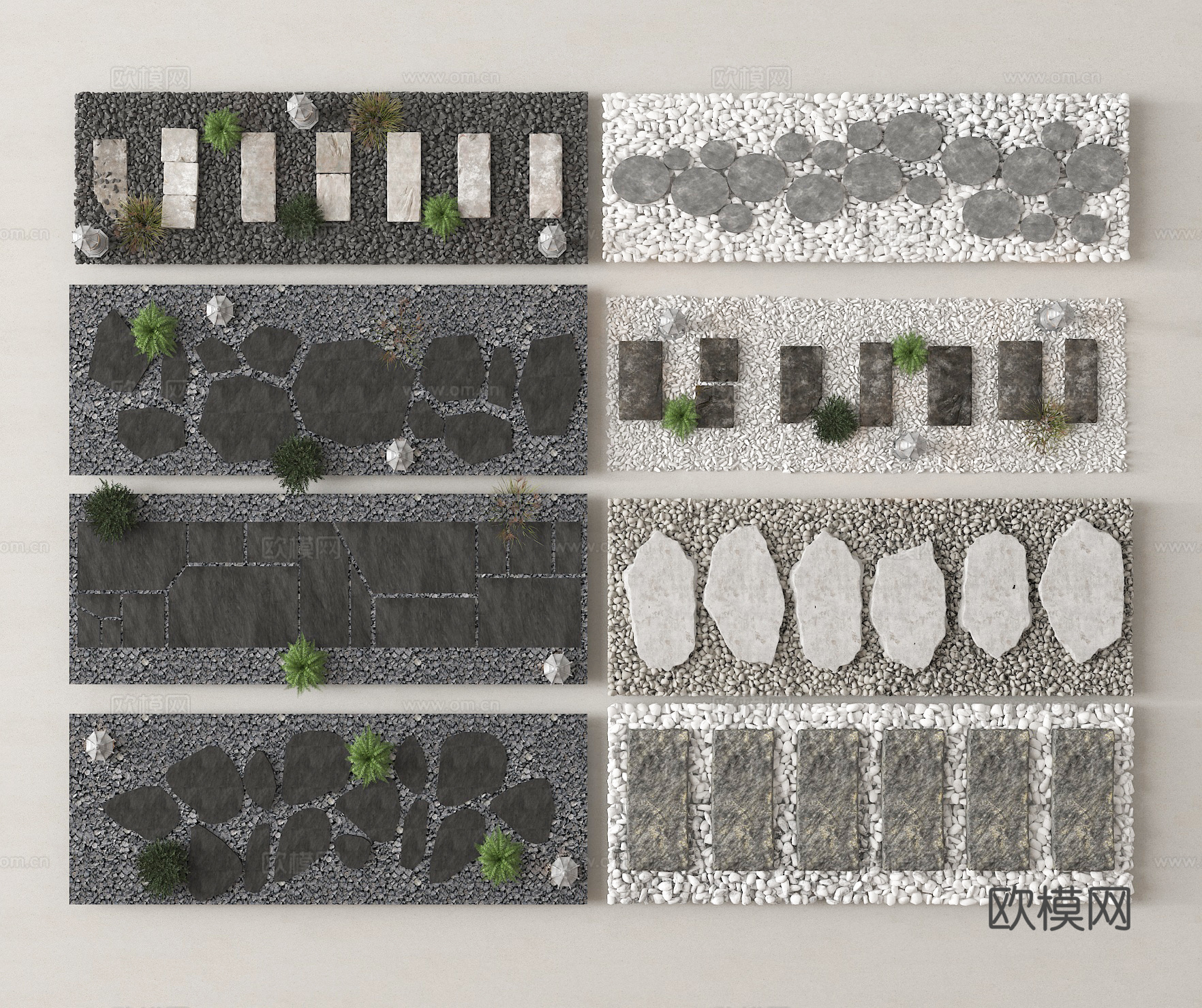 景观汀步 园路 石板路3d模型