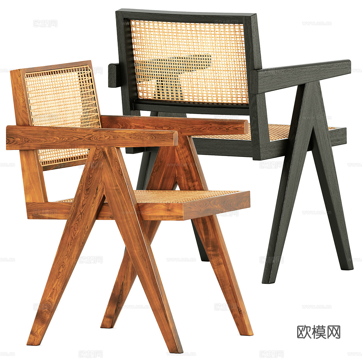 新中式侘寂藤编椅子3d模型