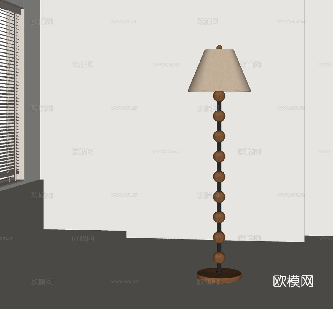 中古实木落地灯su模型