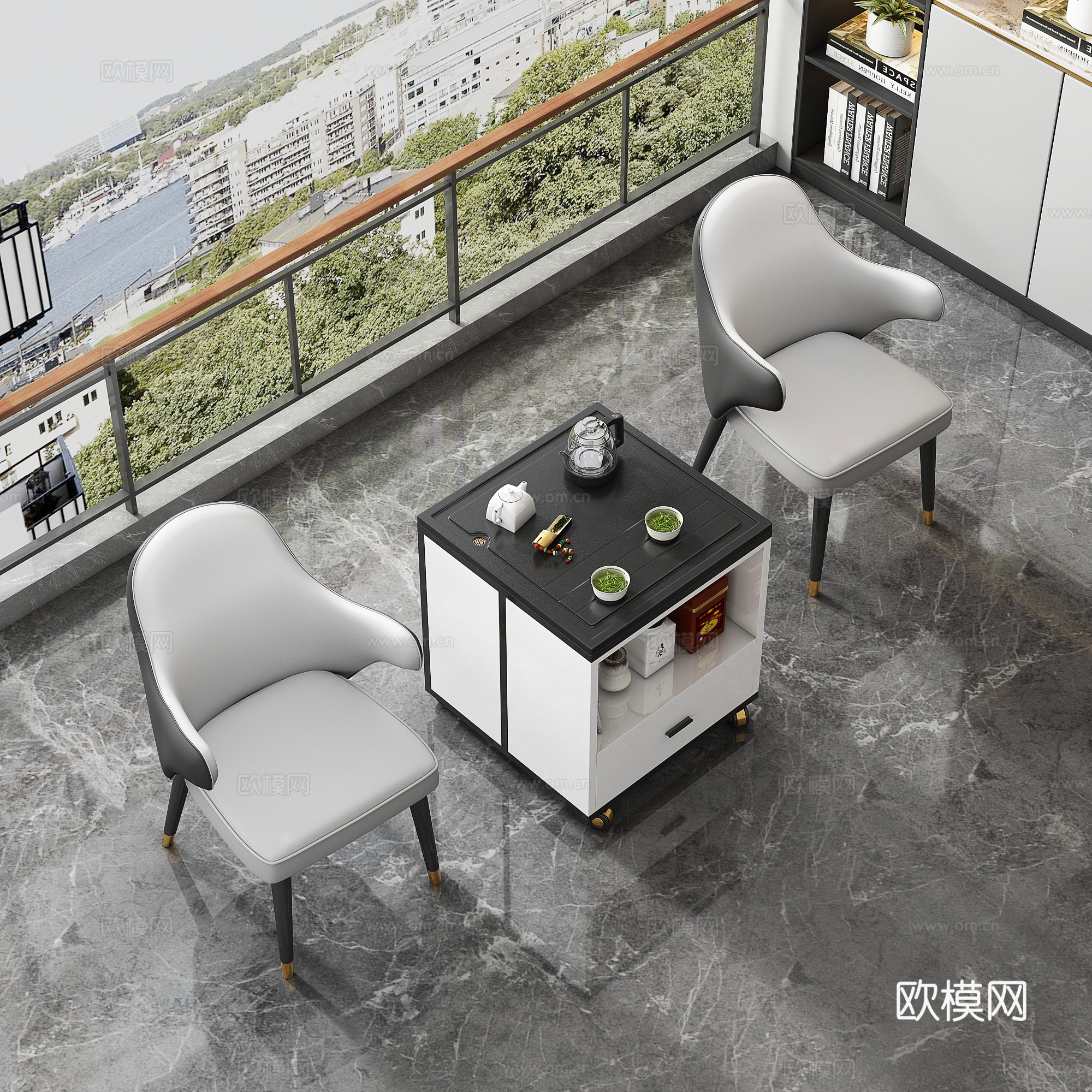 现代茶桌椅su模型