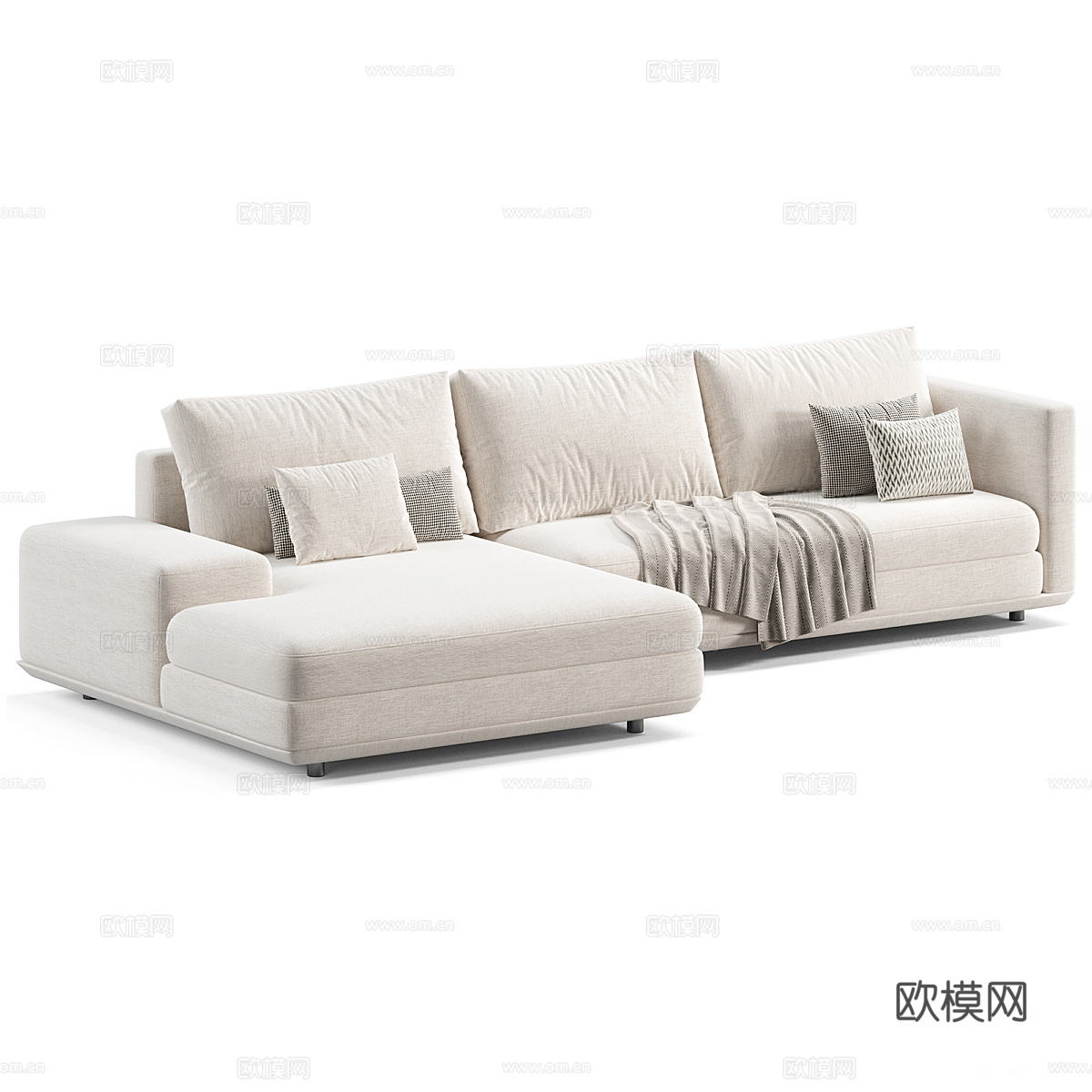 现代意式布艺组合休闲沙发3d模型