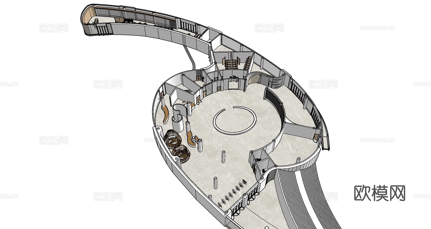 接待、展销区 异形建筑su模型