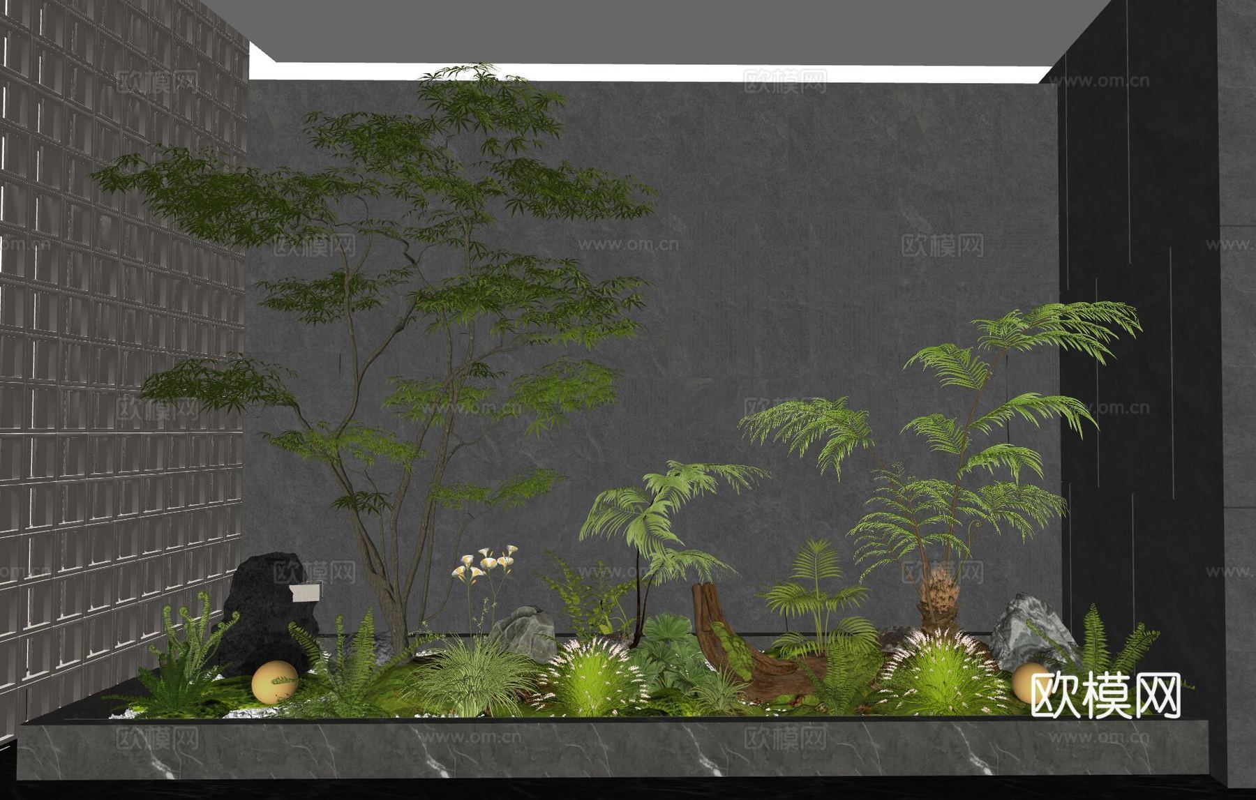 现代室内景观 植物景观 景观设计 景观树 景观造景 庭院景观su模型
