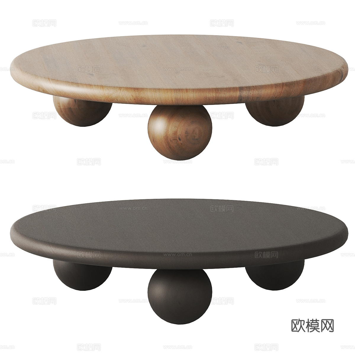 现代意式实木圆茶几3d模型