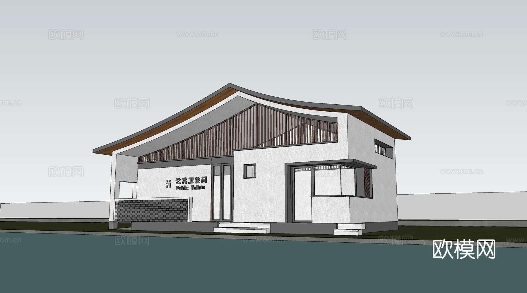 现代公厕建筑 厕所建筑 旅游厕所 公共卫生间su模型