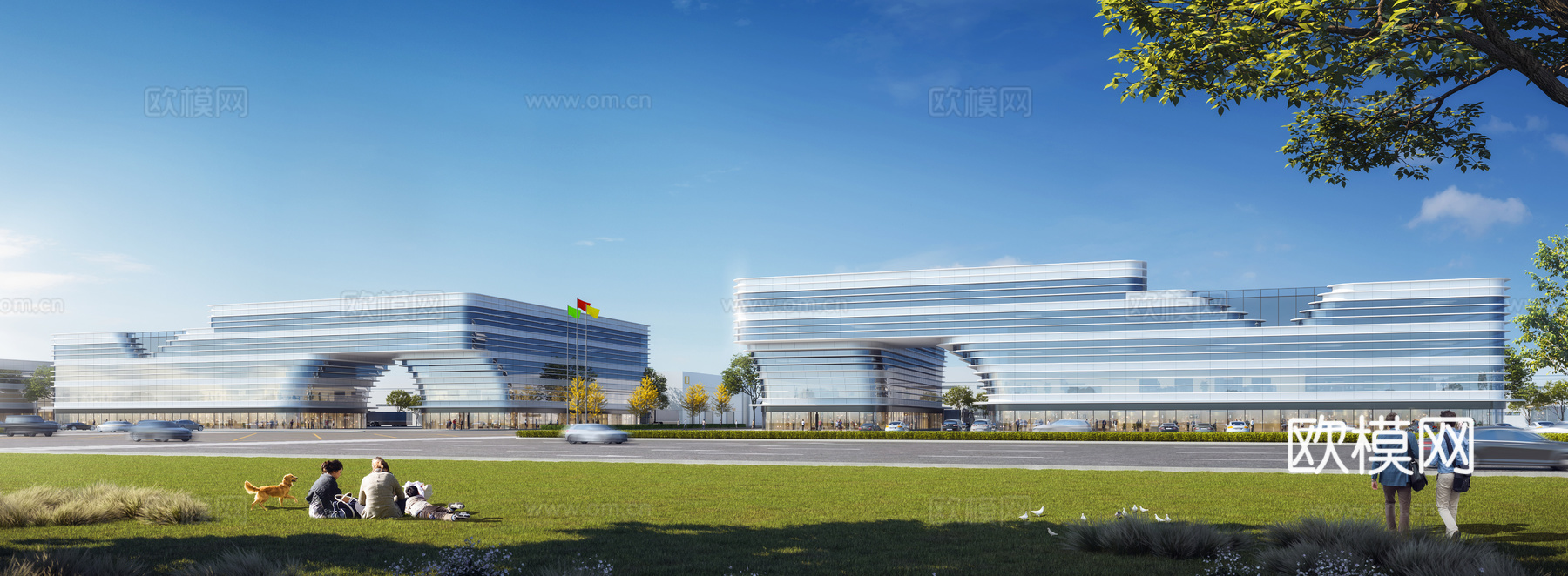 现代办公 产业园区 办公楼建筑su模型