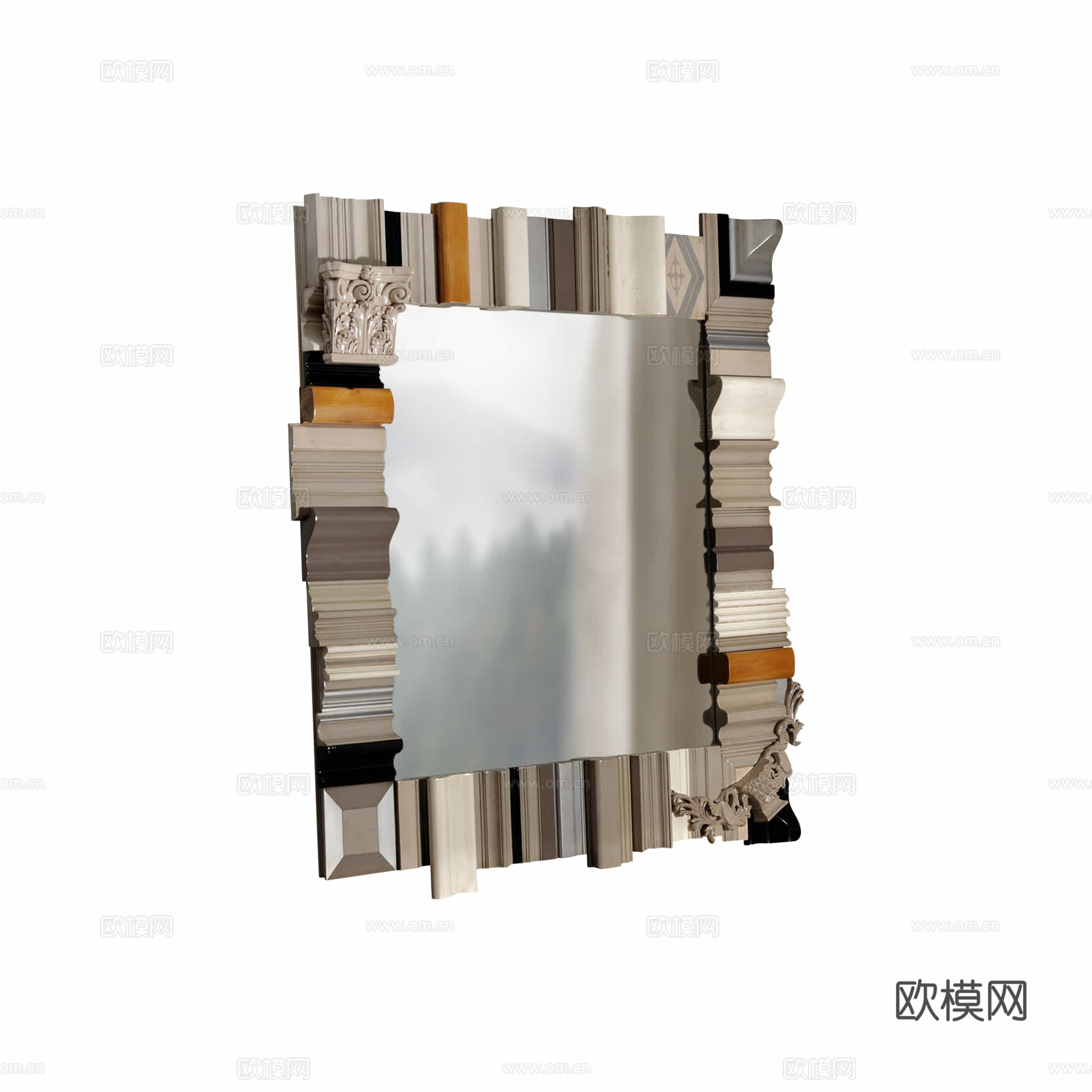 北欧中古复古镜子  艺术镜子su模型