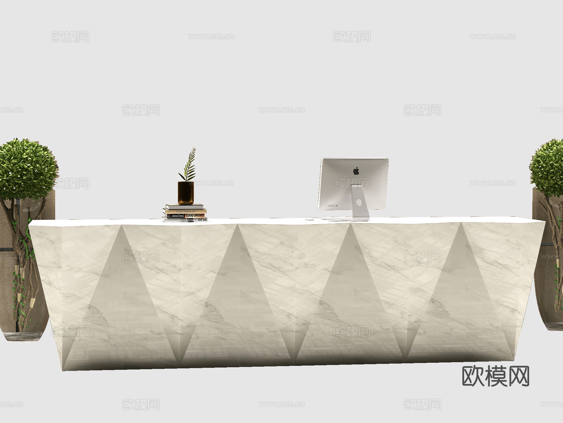 吧台 饰品摆件 装饰品 台灯 电脑 植物3d模型