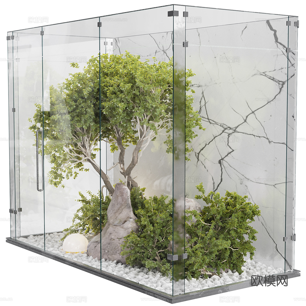 现代意式极简室内庭院3d模型
