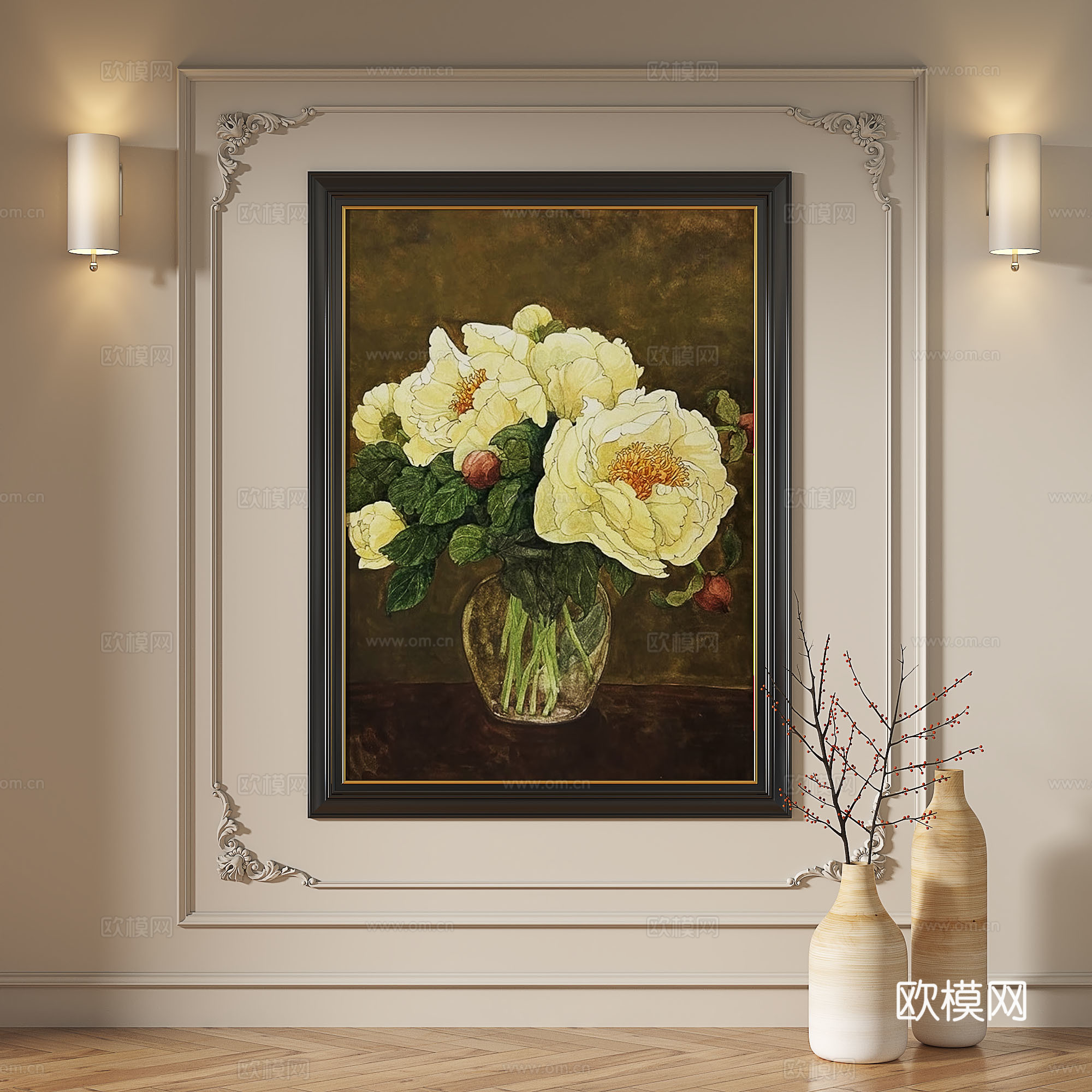法式，中古，复古，油画，轻奢，抽象，现代，欧式，古典，装饰画3d模型
