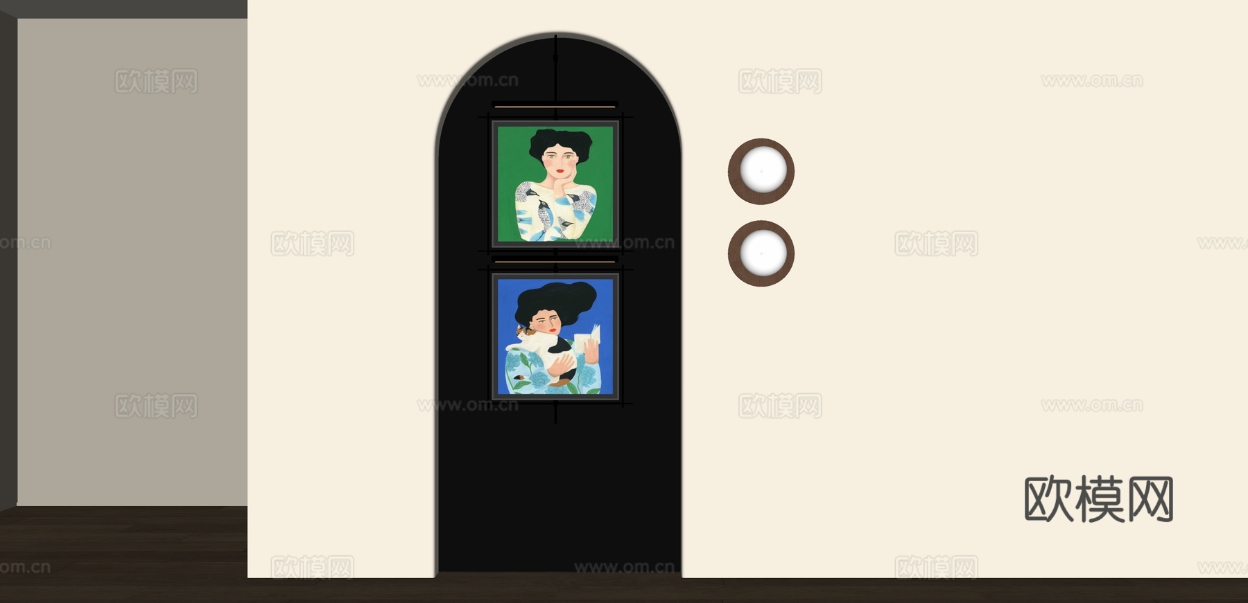 现代装饰画 复古装饰画su模型