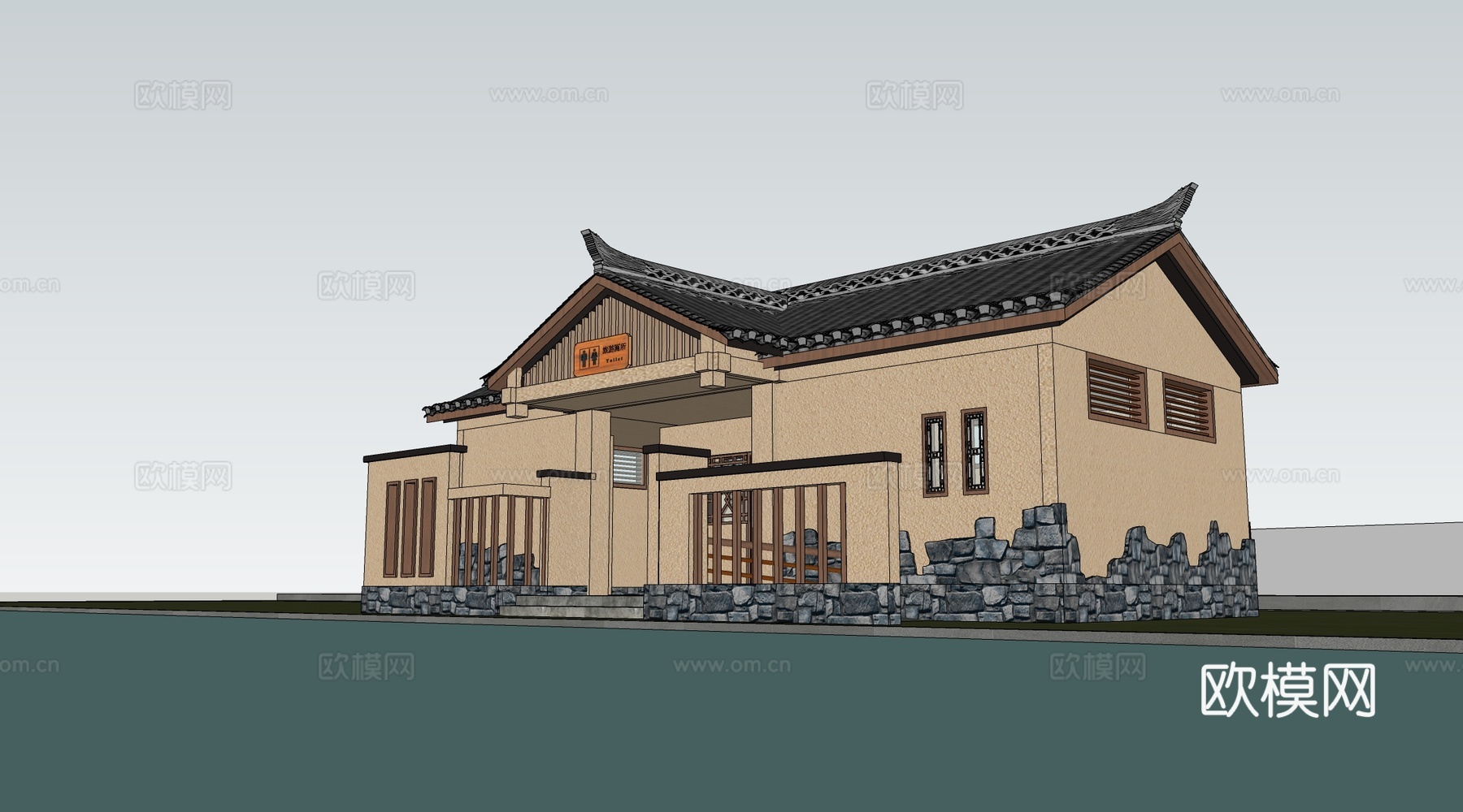 现代公厕建筑 厕所建筑 旅游厕所 公共卫生间su模型