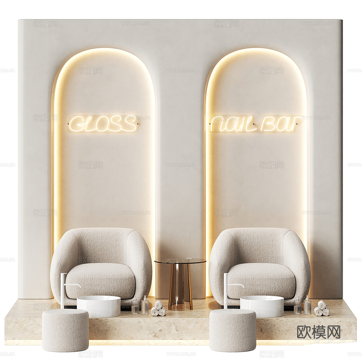 美容院修脚区 足疗店3d模型