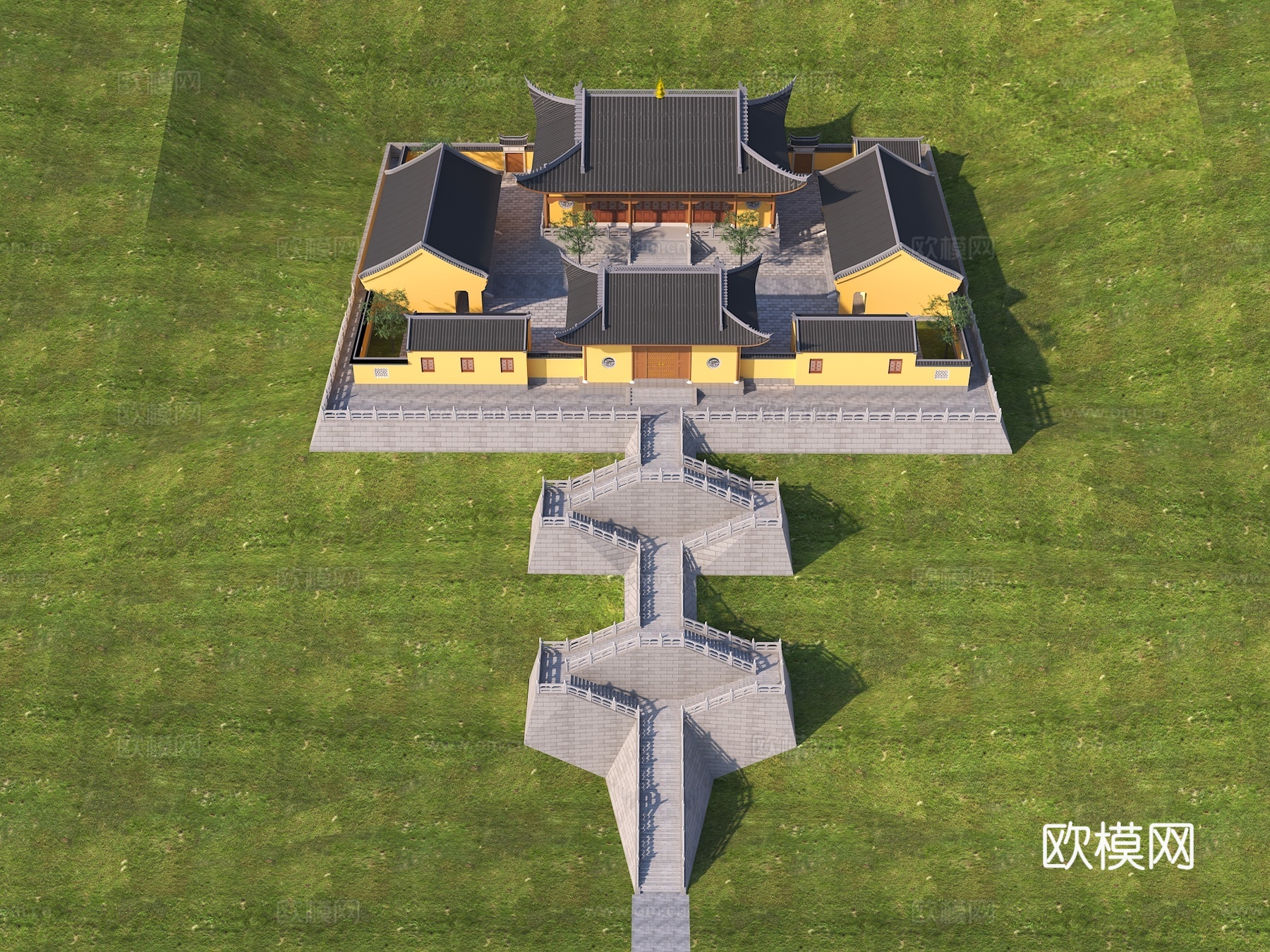 中式古建 寺庙 禅寺 道观3d模型