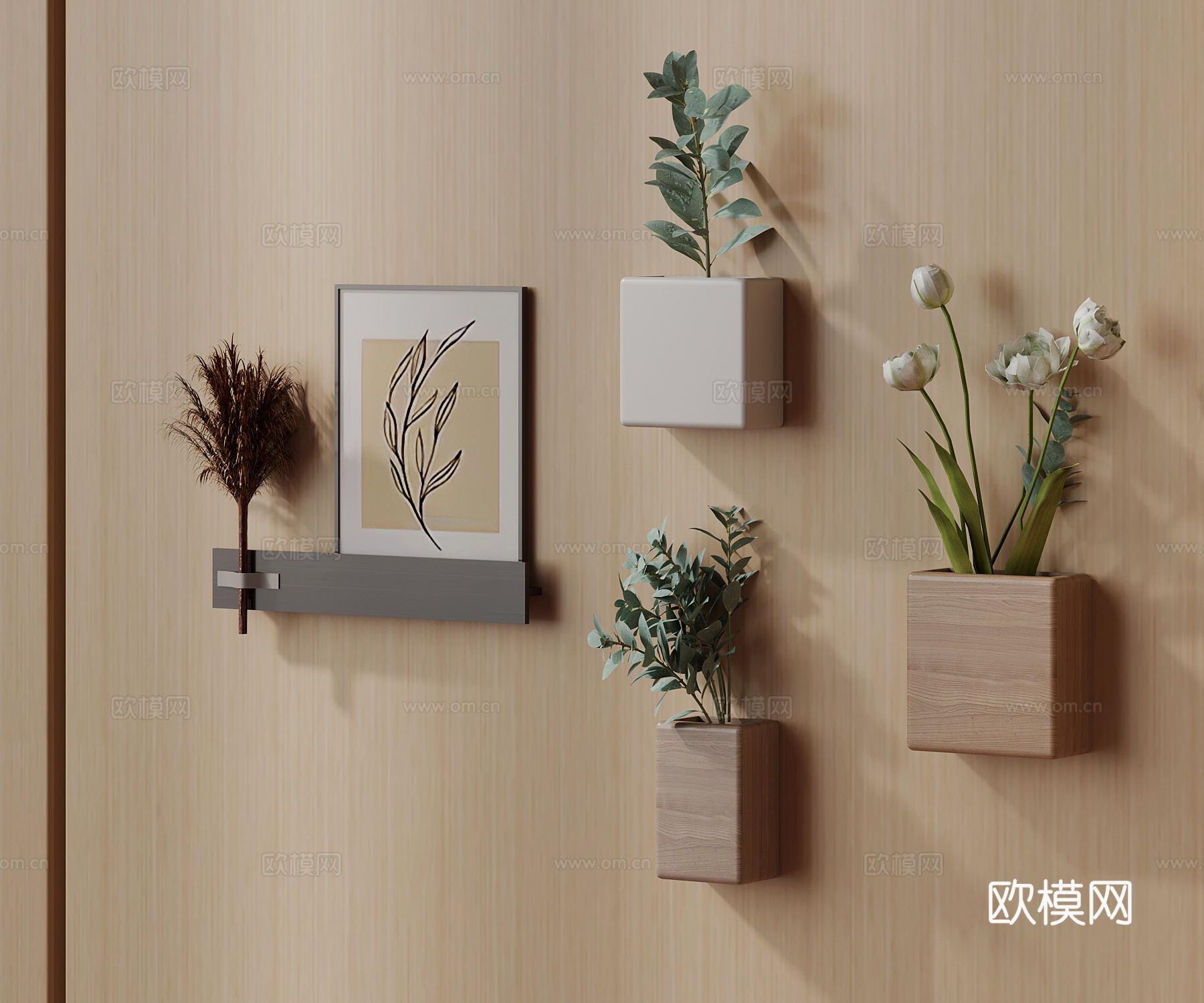 现代挂件 植物墙饰3d模型