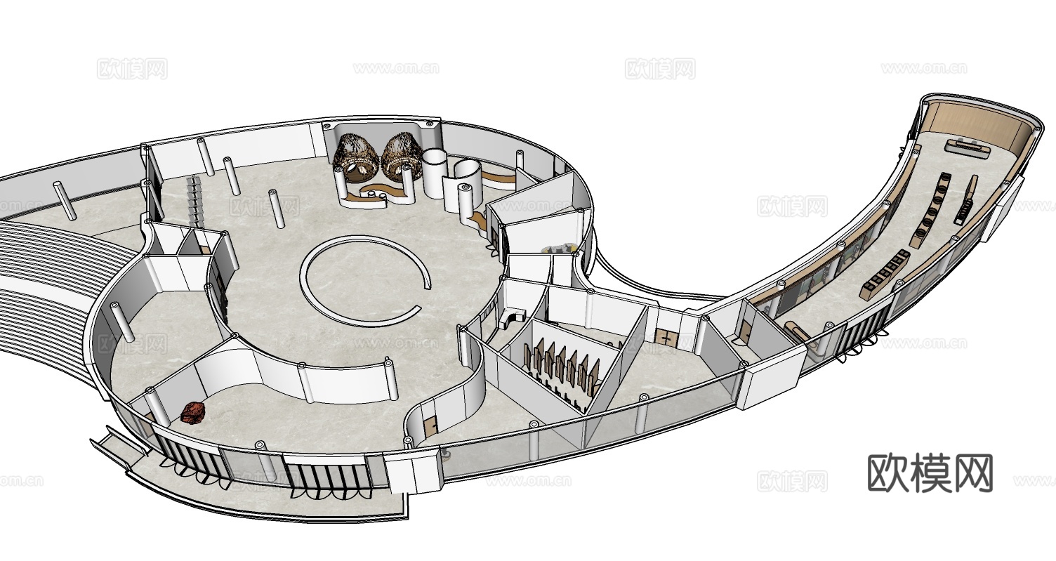 接待、展销区 异形建筑su模型