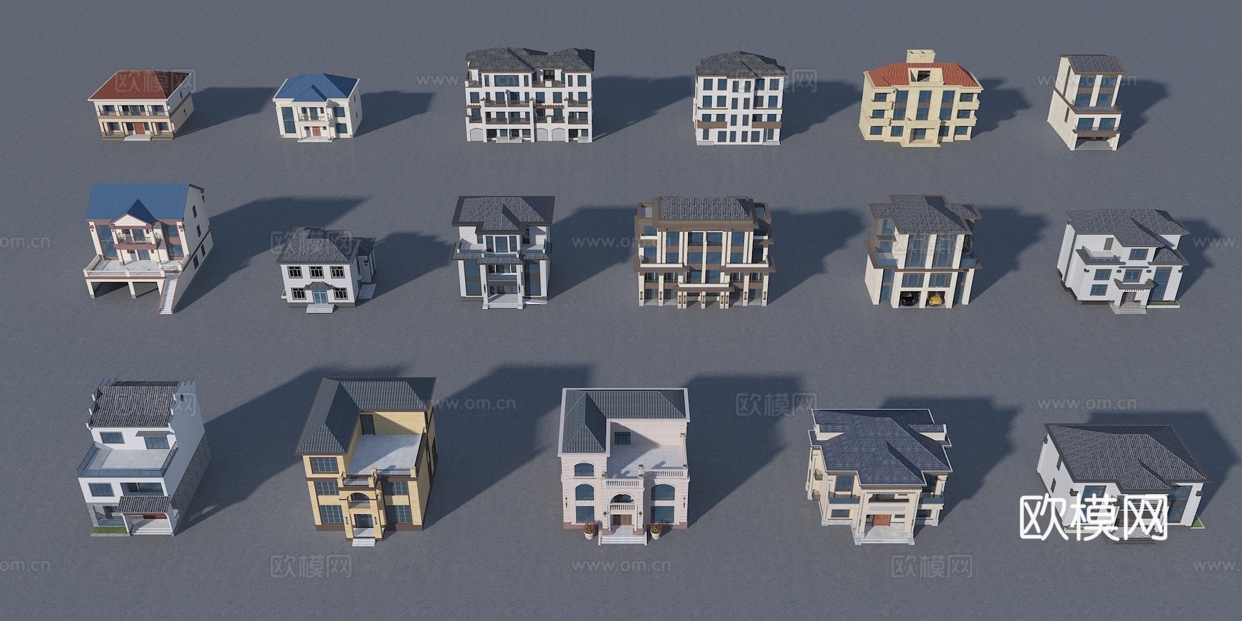 现代 简欧 中式 别墅 乡村别墅3d模型