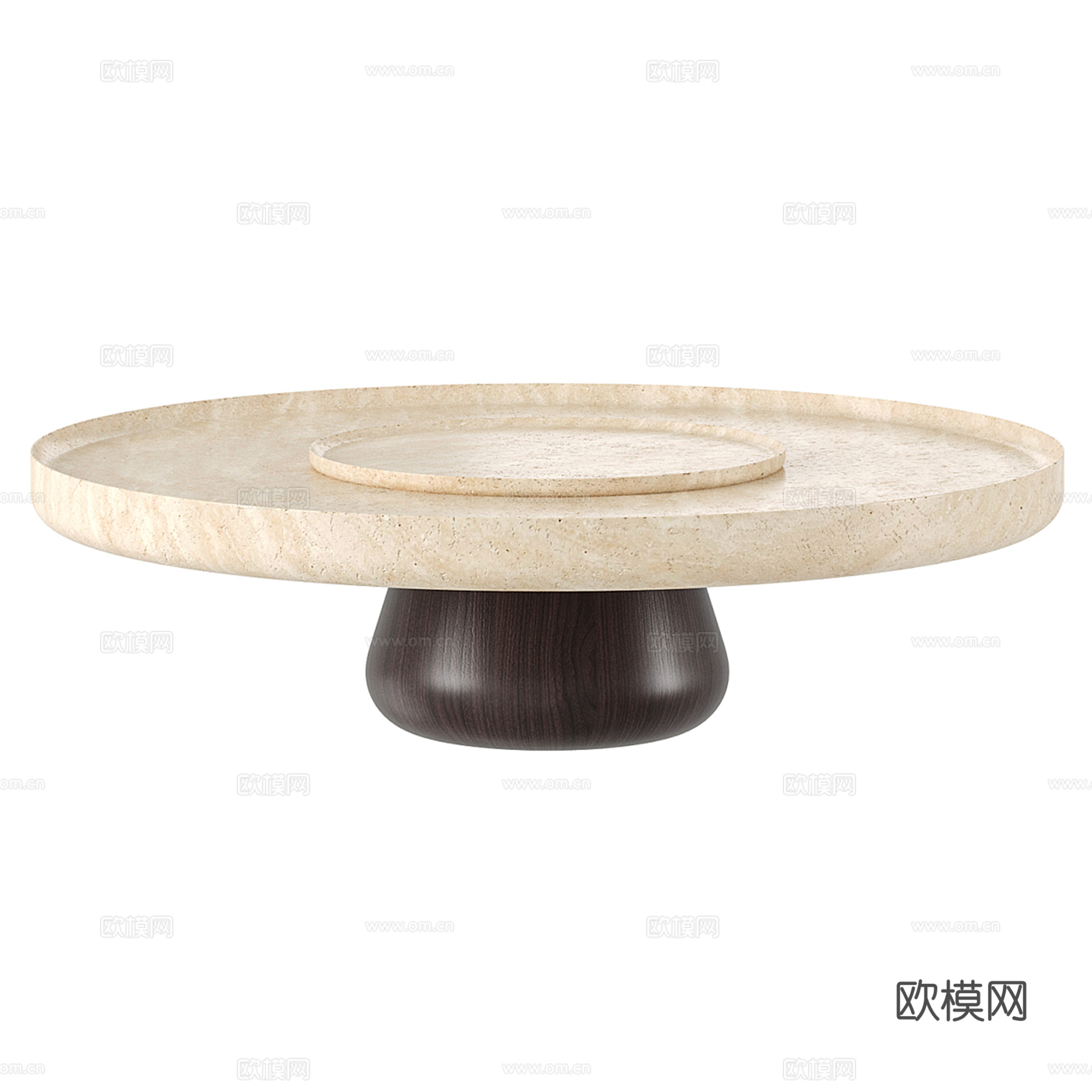 侘寂风圆形子母茶几组合su模型