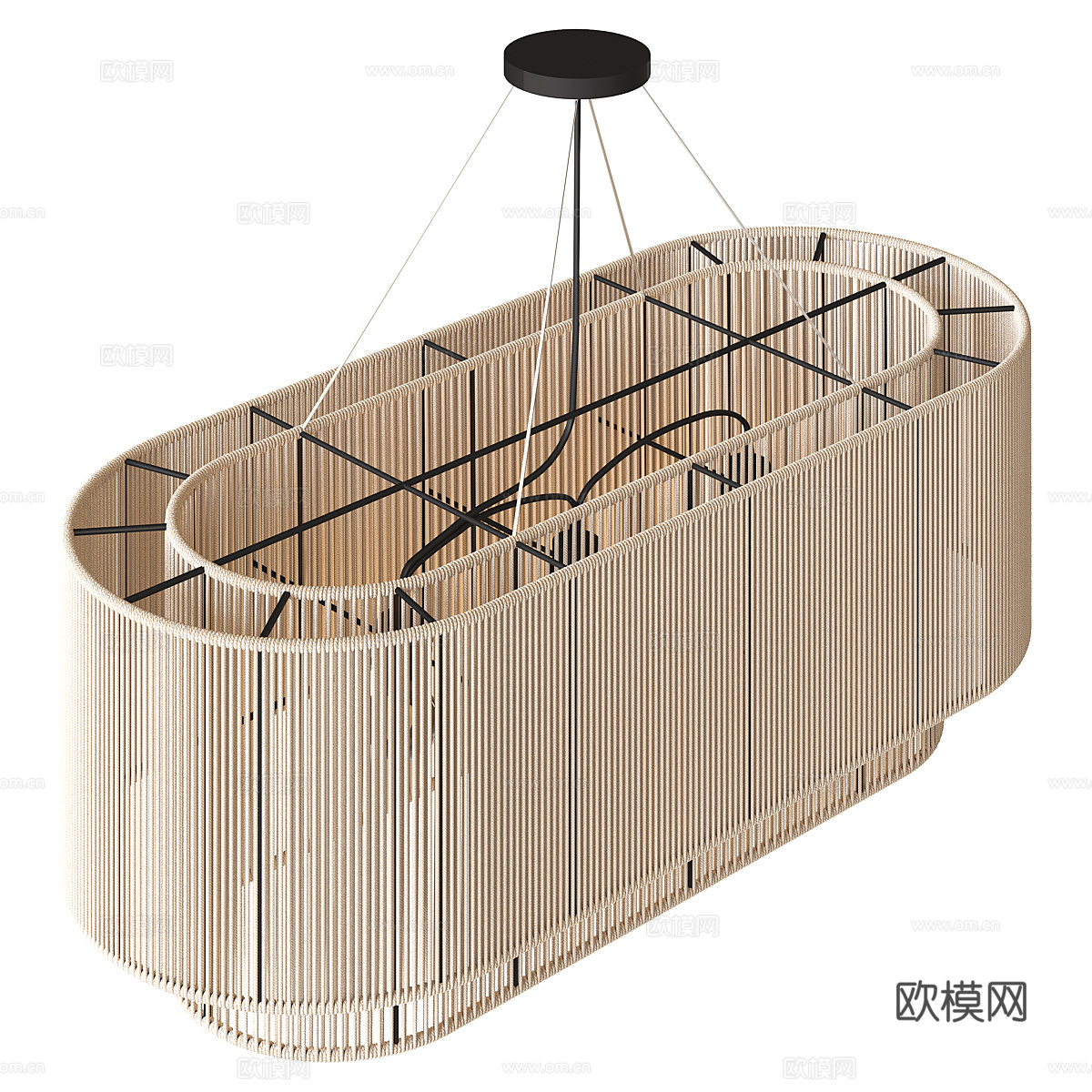 新中式侘寂藤编装饰吊灯3d模型
