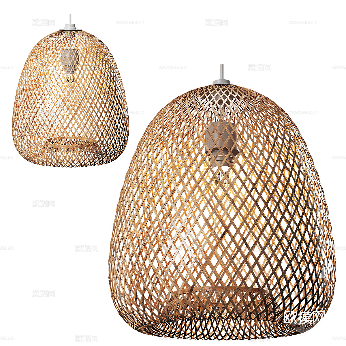 新中式侘寂藤编装饰吊灯3d模型