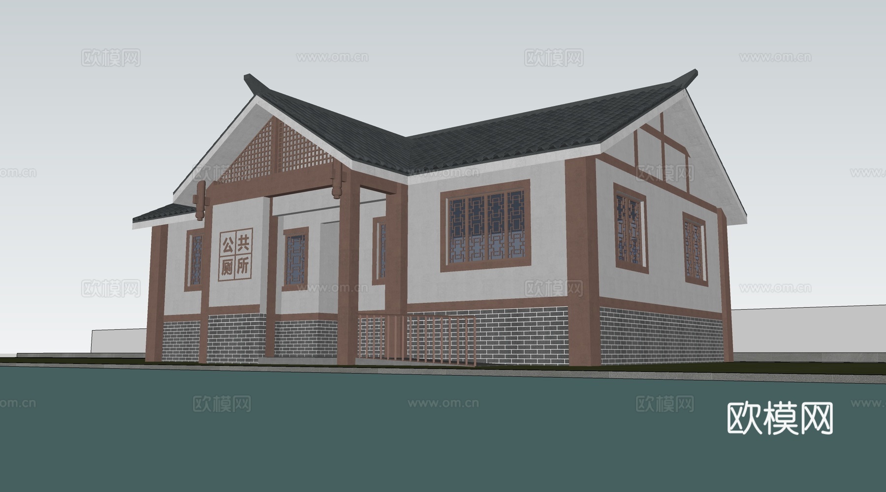 现代公厕建筑 厕所建筑 旅游厕所 公共卫生间su模型