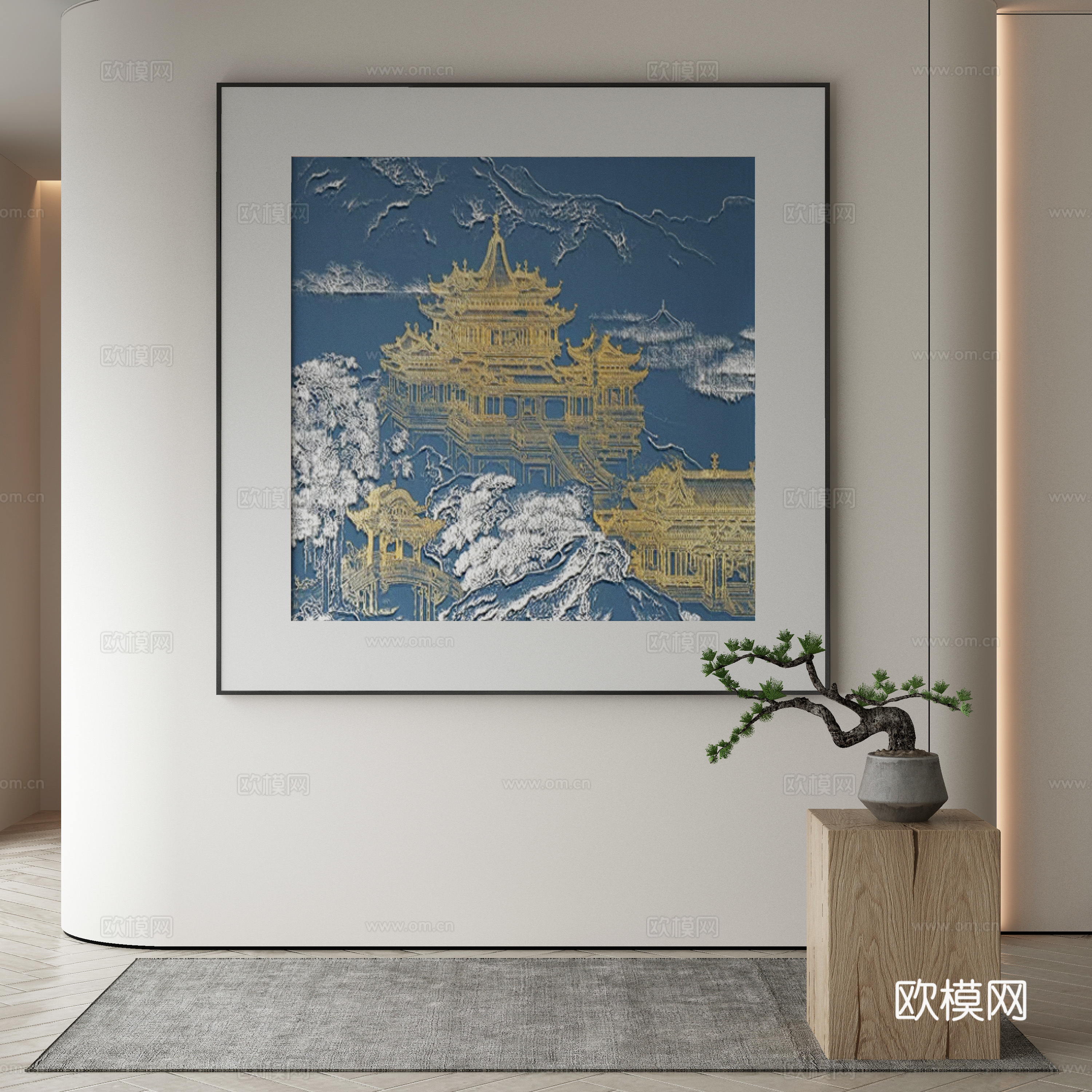 新中式侘寂挂画 油画3d模型