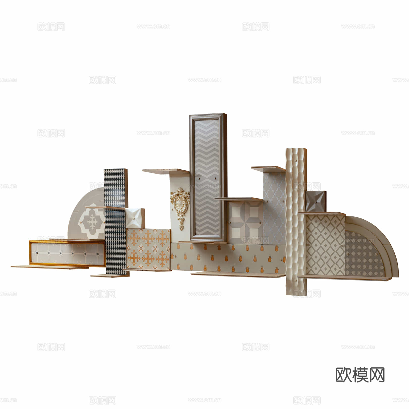 北欧简欧复古中古墙面挂件su模型