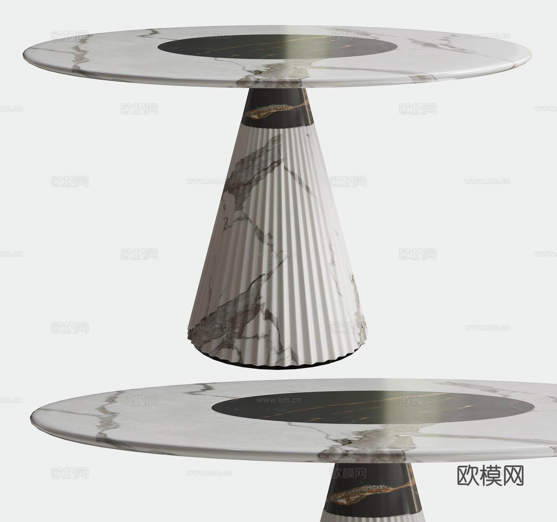 现代大理石餐桌su模型