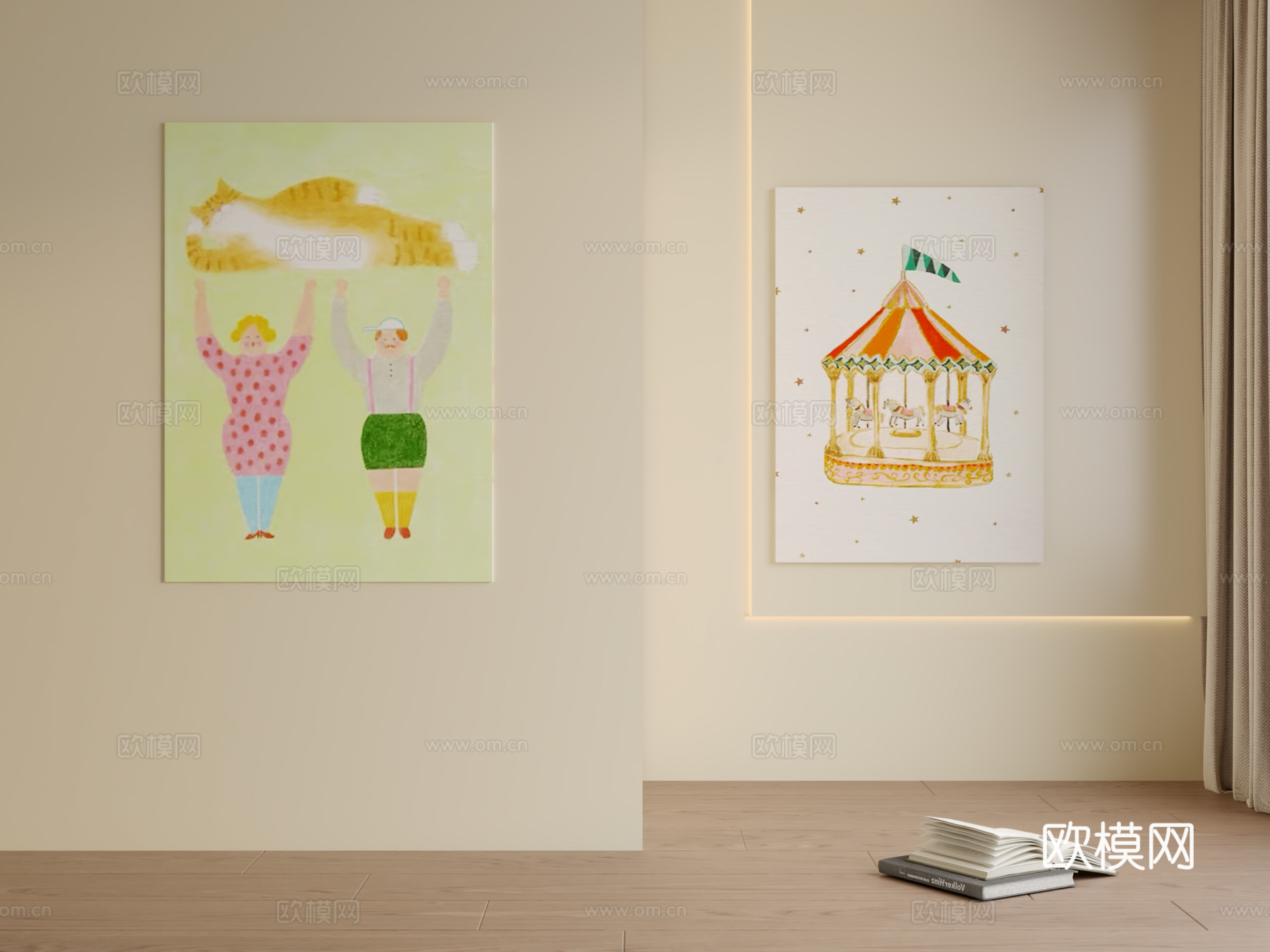 现代儿童房挂画3d模型
