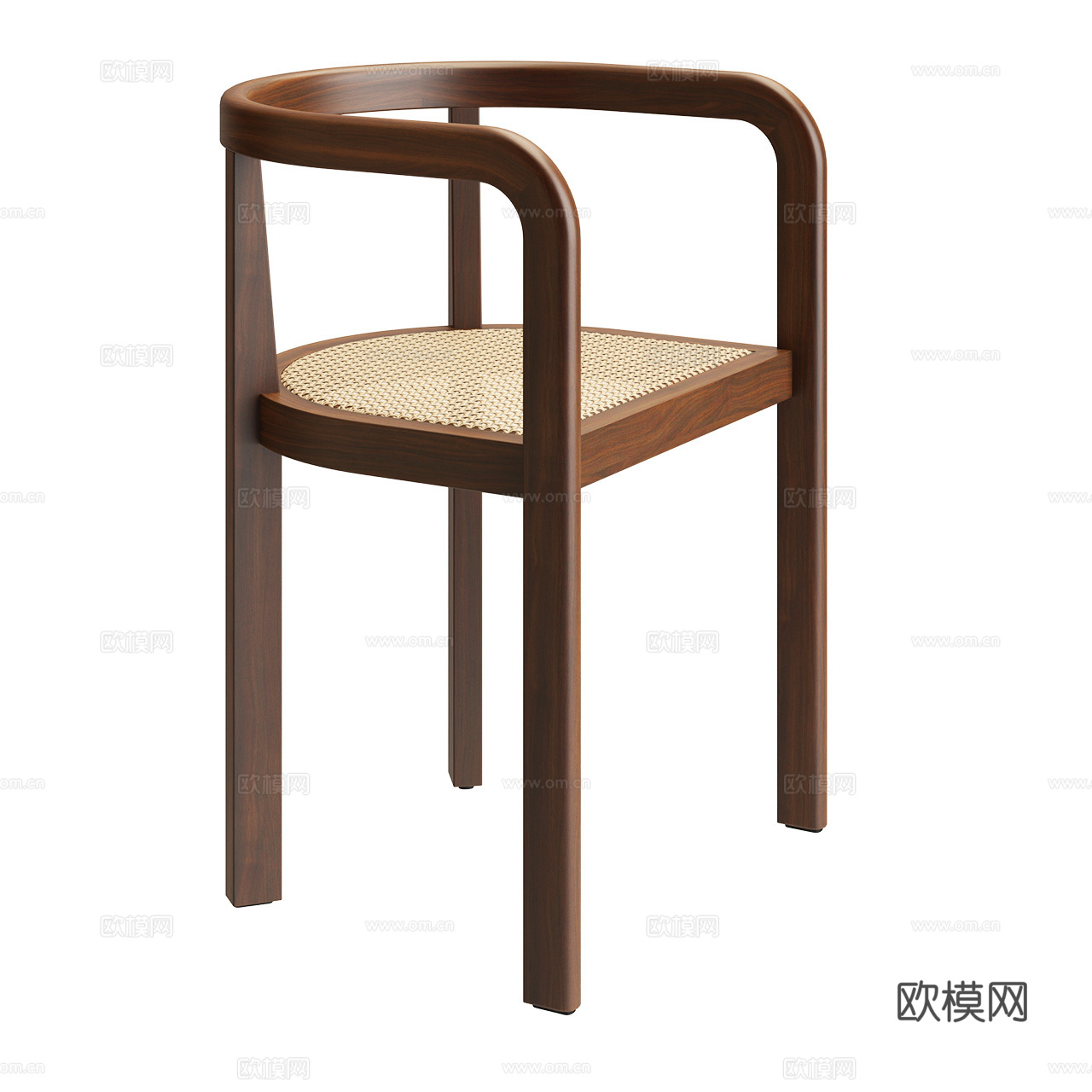 e15 新中式单椅 北欧单椅 餐椅 胡桃木椅 扶手椅 藤椅3d模型